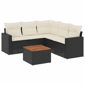 vidaXL Set mobilier de grădină cu perne, 6 piese, negru, poliratan