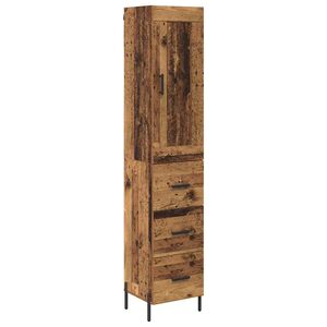 vidaXL Bufet cu sertar Lemn Vechi 34,5 x 34 x 180 cm Lemn compozit