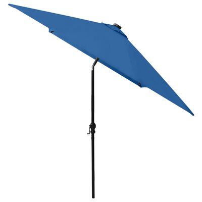 vidaXL Umbrelă de soare cu stâlp din oțel & LED-uri, albastru, 2x3 m