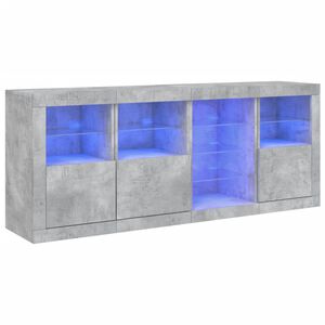vidaXL Servantă cu lumini LED, gri beton, 164x37x67 cm
