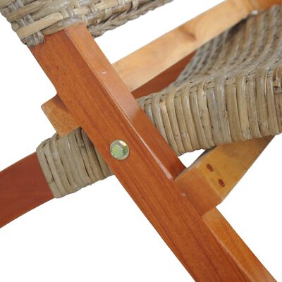 vidaXL Scaun relaxare, natural, ratan kubu și lemn masiv de mahon