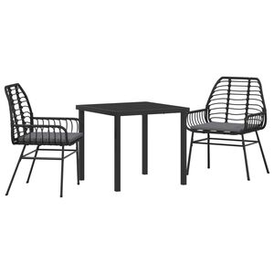 vidaXL Set de masă pentru grădină 3 pcs Negru poliratan