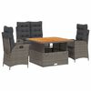 vidaXL Set mobilier de grădină cu perne, 4 piese, gri, poliratan