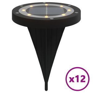 vidaXL Lămpi solare cu țăruși de sol pentru exterior, 12 buc. alb cald