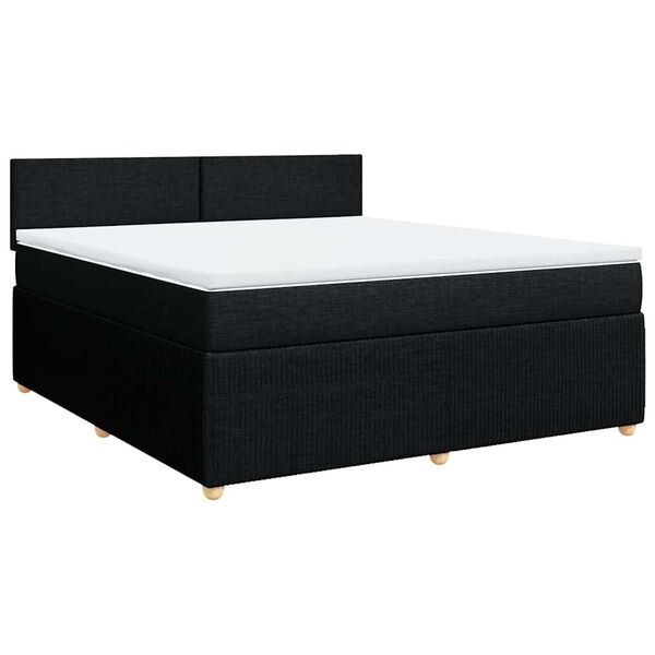 vidaXL Pat box spring cu saltea, negru, 180x200 cm, catifea