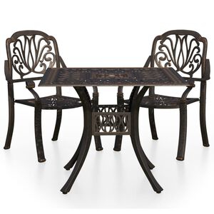 vidaXL Set mobilier bistro, 3 piese, bronz, aluminiu turnat