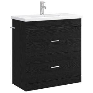 vidaXL Set de mobilier pentru baie Stejar Negru 81 x 40 x 84,5 cm