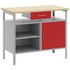 vidaXL Banc de lucru cu sertar cu raft Roșu și gri 100 x 55 x 85 cm