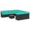 vidaXL Set mobilier de grădină cu perne, 12 piese, negru, poliratan