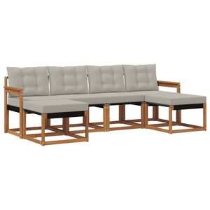 vidaXL Set de canapele de exterior 6 pcs Gri natural și deschis