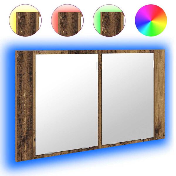 vidaXL Dulap cu oglindă pentru baie cu raft Lemn Vechi 80 x 12 x 45 cm