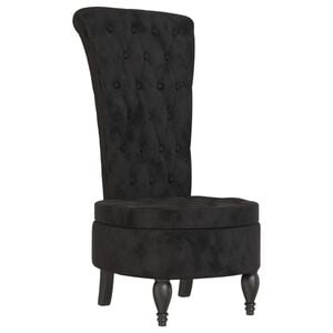 vidaXL Fotoliu cu spătar &icirc;nalt, negru, catifea, design cu nasturi