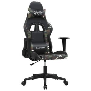 vidaXL Scaun de jocuri, negru și camuflaj, piele ecologică