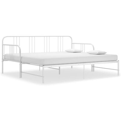 vidaXL Cadru pat canapea extensibilă, alb, 90 x 200 cm, metal