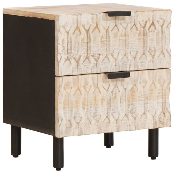 vidaXL Dulap de noapte 2 pcs Alb 40 x 33 x 46 cm Lemn de mango solid