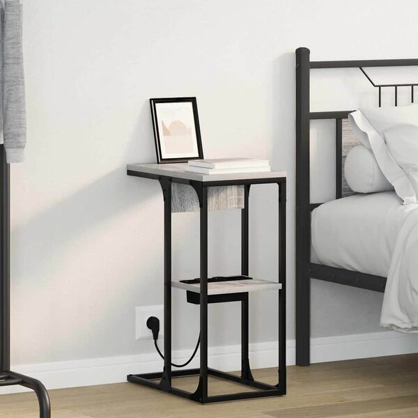 vidaXL Dulap de noapte Gri Sonoma 41,5 x 26 x 60,5 cm Lemn compozit