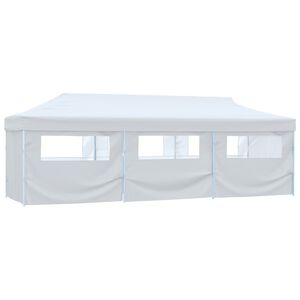 vidaXL Cort petrecere pliabil cu 8 pereți laterali, alb, 3 x 9 m