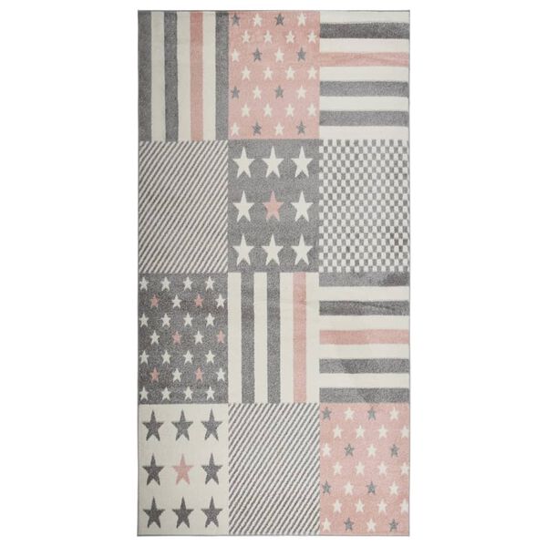 vidaXL Covor pentru copii, roz model stea, 80x150 cm