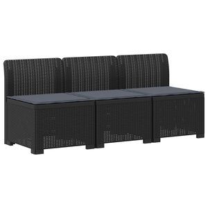vidaXL Sofa de grădină cu 3 locuri, cu perne, aspect de rattan