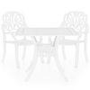 vidaXL Set mobilier bistro, 3 piese, alb, aluminiu turnat