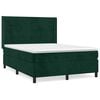 vidaXL Pat box spring cu saltea, verde &icirc;nchis, 140x200 cm, catifea