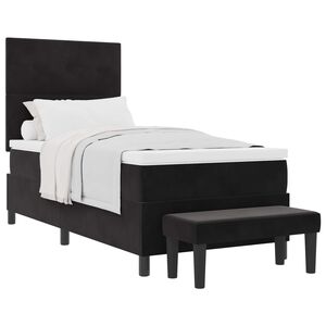 vidaXL Pat cu arcuri cu saltea cu headboard Negru 80 x 200 cm Catifea