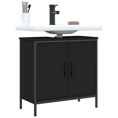 vidaXL Dulap pentru chiuvetă baie, negru, 60x30x60 cm, lemn prelucrat