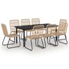vidaXL Set mobilier de exterior, 9 piese, poliratan și sticlă