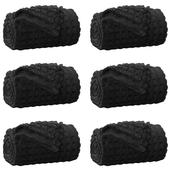 vidaXL Pături de aruncat 6 pcs Negru 240 x 220 cm Molton