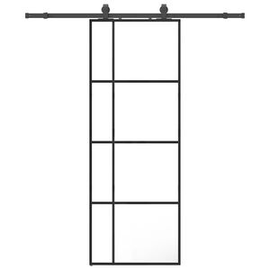 vidaXL Ușă glisantă cu set de feronerie neagră 76x205 cm Sticlă ESG