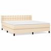 vidaXL Pat continental cu saltea, crem, 180x200 cm, textil
