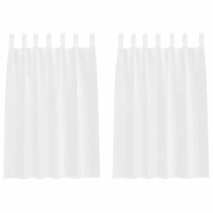 vidaXL Cortină din Voile cu perdele 2 pcs Alb 140 x 140 cm Poliester