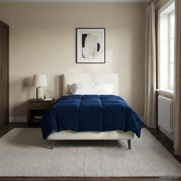 vidaXL Duvet complet pe tot parcursul anului Patos Albastru &icirc;nchis