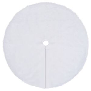 vidaXL Fustă de brad de Crăciun, albă, 90 cm, blană artificială