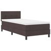 vidaXL Pat cu arcuri cu benzi LED Maro &icirc;nchis 90 x 190 cm țesătură