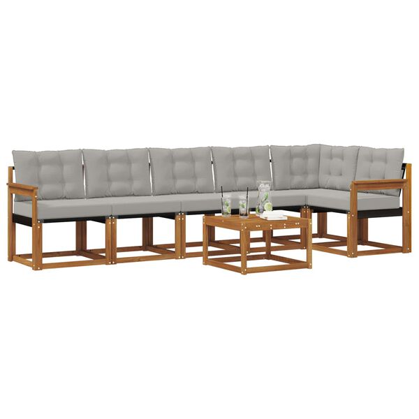 vidaXL Set de canapele de exterior 7 pcs Gri natural și deschis