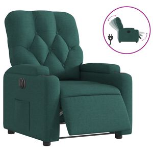 vidaXL Fotoliu rabatabil electric, verde &icirc;nchis, material textil