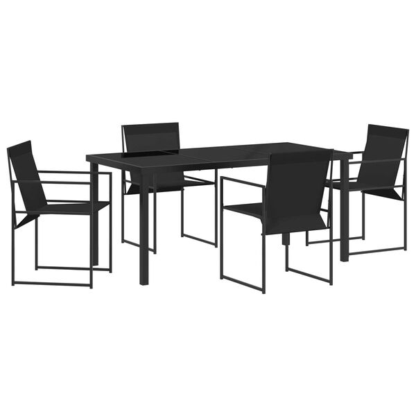 vidaXL Set de masă pentru grădină 5 pcs Negru
