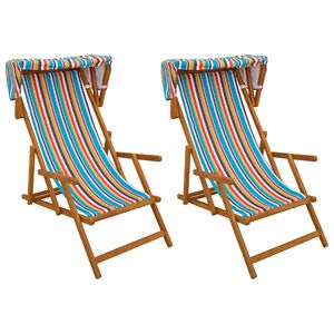 vidaXL Scaun de plajă 2 pcs 3 Poziție Lemn de eucalipt masiv