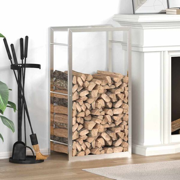 vidaXL Suport pentru lemne de foc, 50x28x94 cm, oțel inoxidabil
