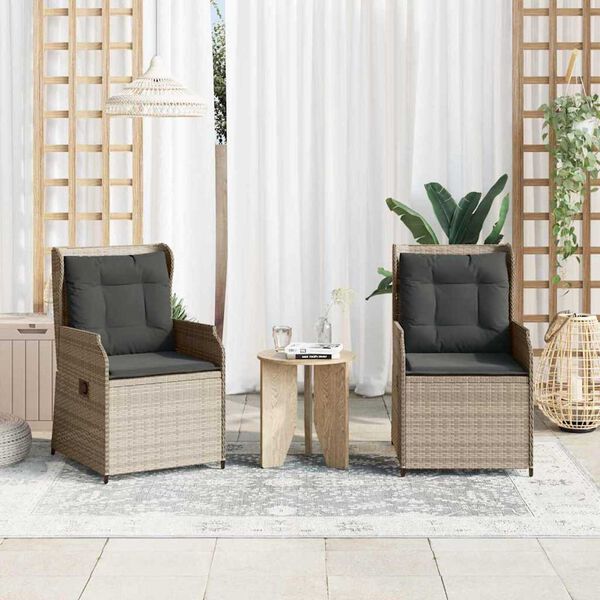 vidaXL Bancă de grădină cu pernă 2 pcs Gri deschis Rattan poli