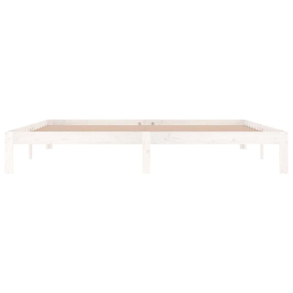 vidaXL Cadru de pat, alb, 200x200 cm, lemn masiv de pin