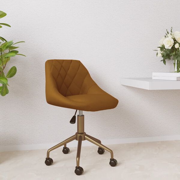 vidaXL Scaun de bucătărie pivotant, maro, catifea