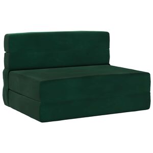 vidaXL Canapea Pat Pliabilă Verde &icirc;nchis 70 x 80 x 60 cm Țesătură