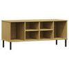 vidaXL Pantofar cu picioare metalice &bdquo;OSLO&rdquo; maro 106x35x45 cm lemn