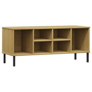 vidaXL Pantofar cu picioare metalice &bdquo;OSLO&rdquo; maro 106x35x45 cm lemn