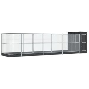 vidaXL Voliera de păsări cu extensie, argintiu, 830x203x216 cm, oțel