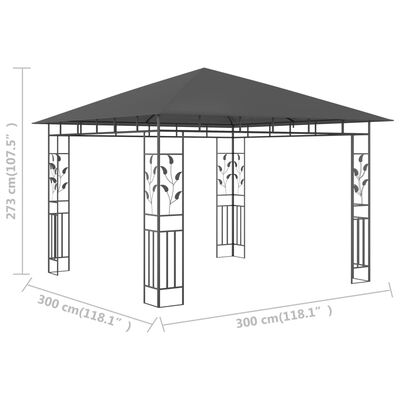 vidaXL Pavilion cu plasă anti-țânțari, antracit, 3x3x2,73 m, 180 g/m²