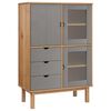 vidaXL Dulap &icirc;nalt OTTA, maro și gri, 85x43x125 cm, lemn masiv de pin