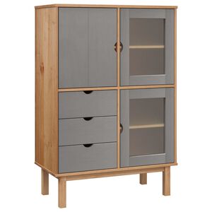 vidaXL Dulap &icirc;nalt OTTA, maro și gri, 85x43x125 cm, lemn masiv de pin